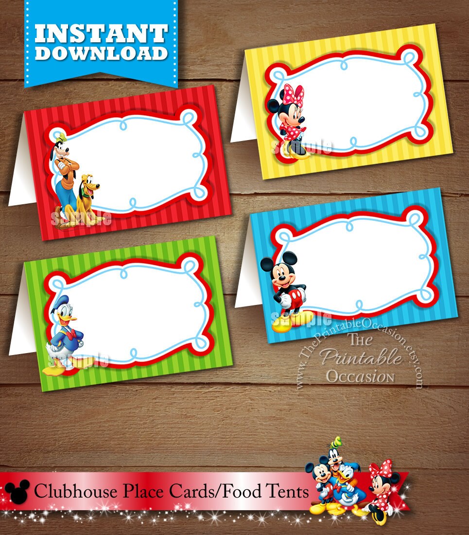 Mickey Mouse Clubhouse Food Tents INSTANT DOWNLOAD
