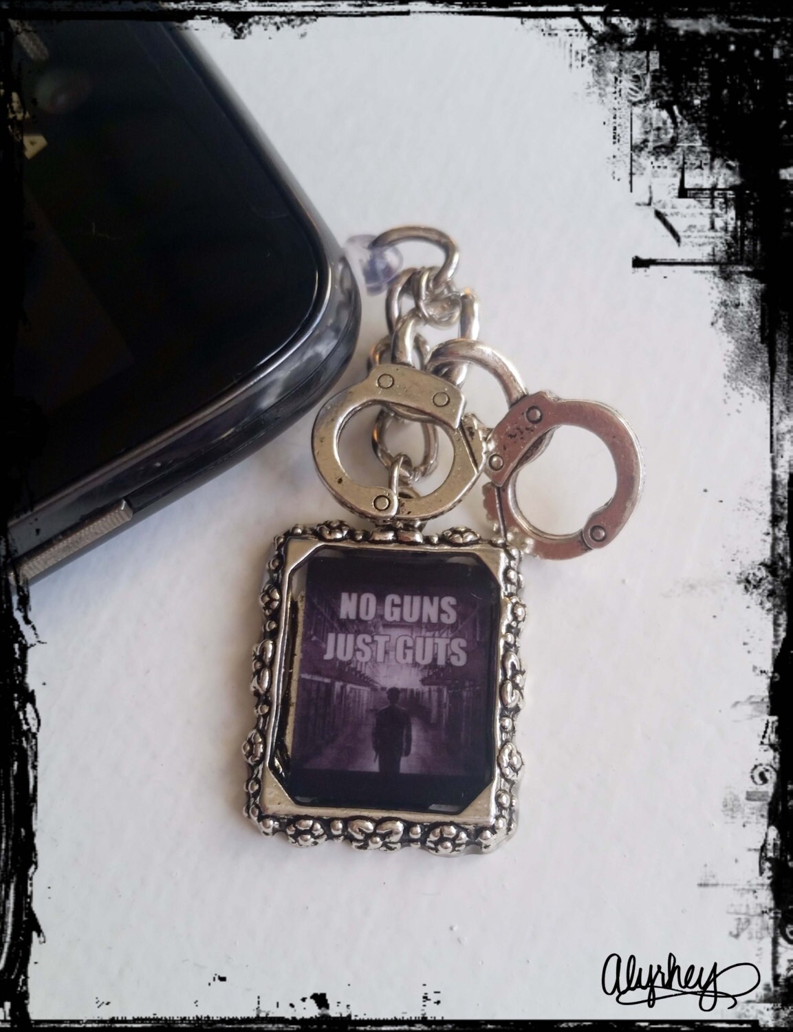 No Guns Just Guts Handcuffs Charm Dust Plug For Headphone