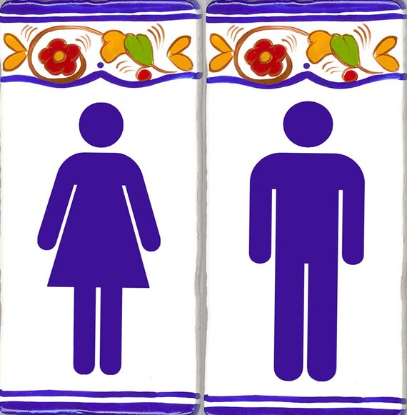 Ceramic Bathroom Signs. Hand painted Italian by BeachStudio7