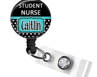 Student Nurse Badge Holder, Retractable Badge Holder, Nurse Badge Reel, Nurse Badge Holder; Nursing School Badge; Swarovski Crystal, #TSN1