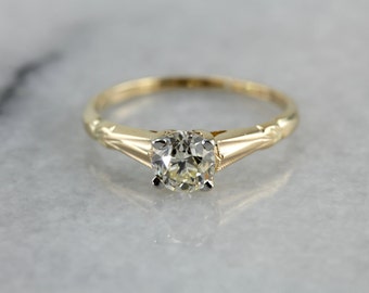 Vintage Engagement Ring With Square Cut Diamond by MSJewelers