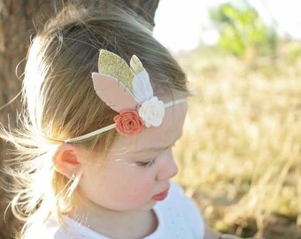 Flower and feather headband - newborn through adult - boho headband