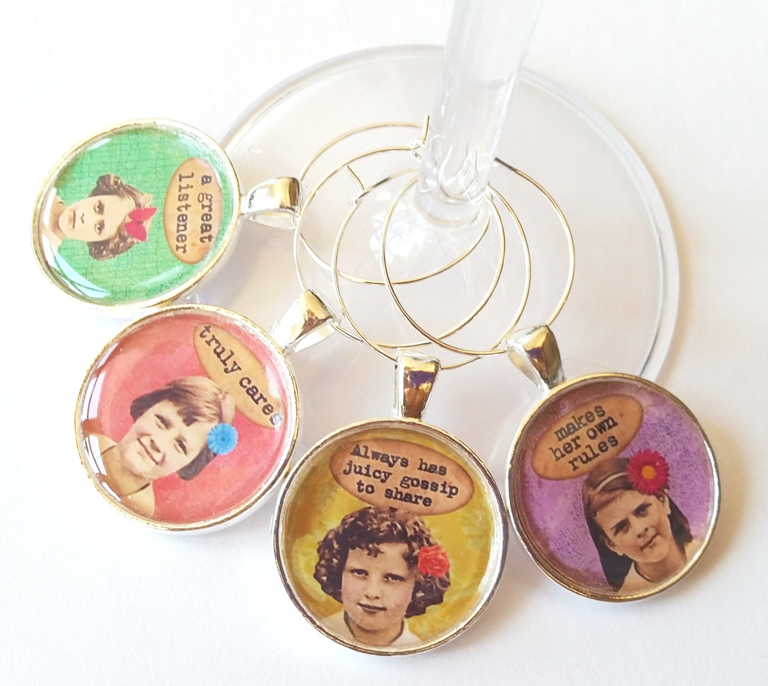 Sassy Funny Humorous Wine Glass Charms Wine Tags Gift