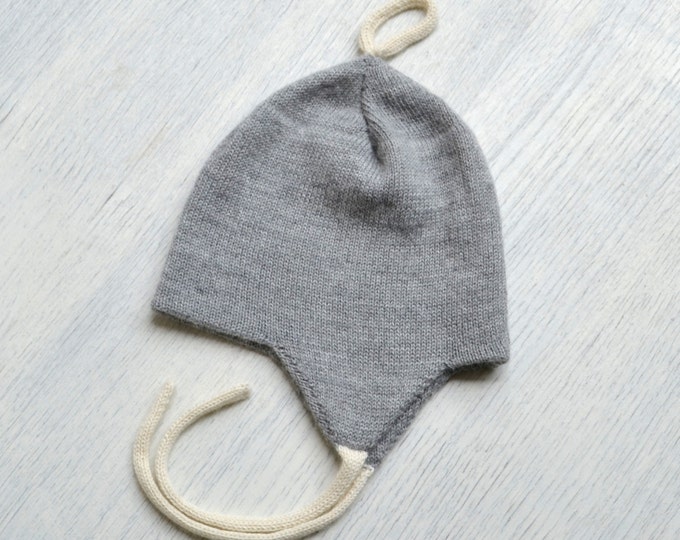 Double layer knit hat / alpaca kids hat / warm winter hat / hat with ear covers for baby children toddler / knitted wool hat with ear flaps