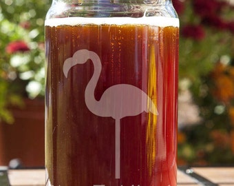Lawn Flamingo Customizable Etched Beer Can Glass Glassware Gift