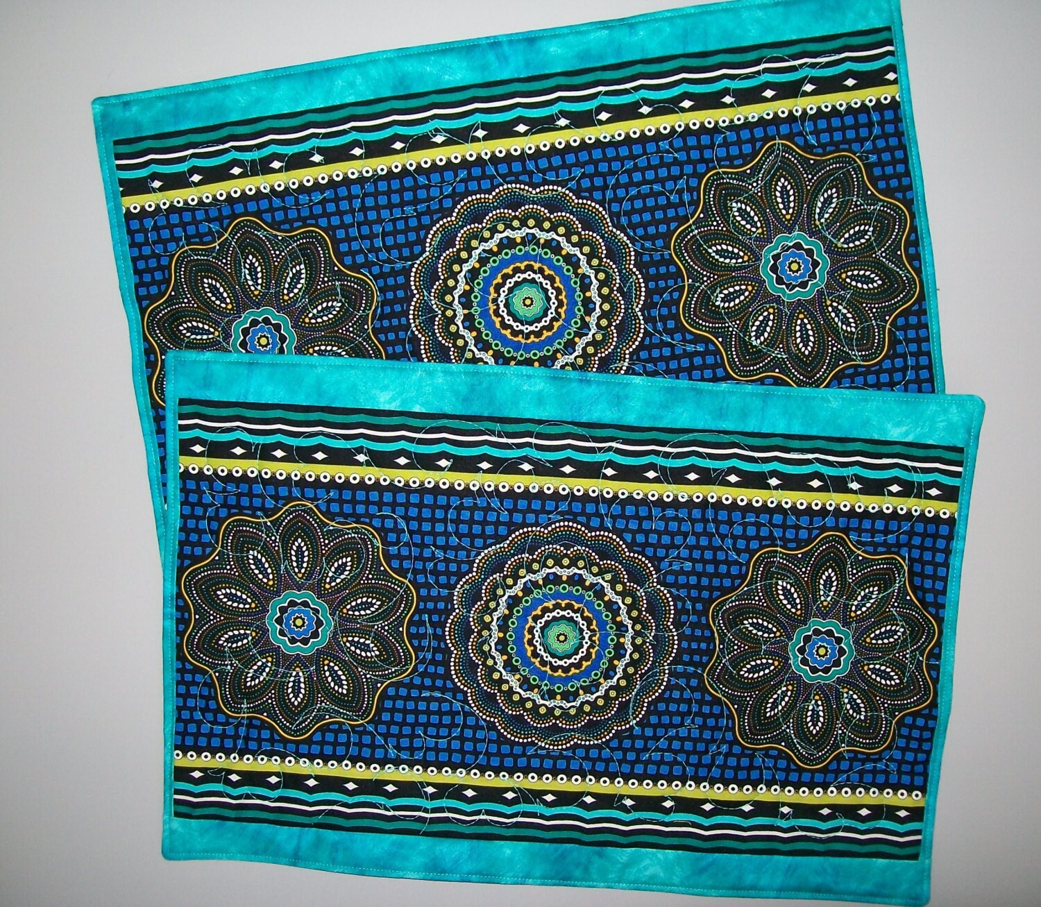 Turquoise aqua placemat quilted stripe place mat aqua pink