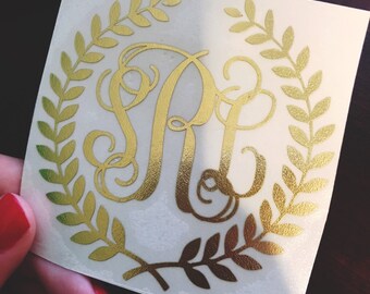Laurel Wreath Border 4" Monogram Decal