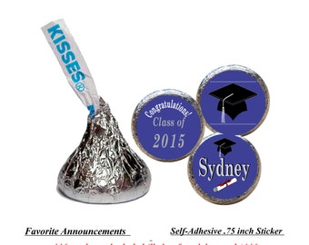 Graduation Party, Party Decorations, High School Graduation, College Graduation, Kiss Stickers, Candy Kiss Stickers (Set of 108)(RDipHat)
