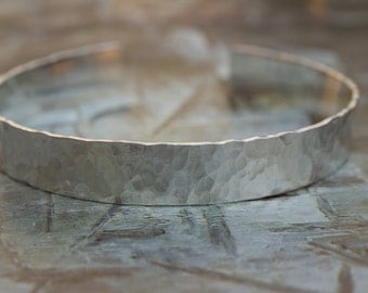 Sterling Silver Cuff Bracelet, Hammered Cuff, Textured Cuff Bracelet, Adjustable Bracelet