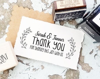 Thank You Stamp, Wedding Stamp, Wedding Thank You Stamp, Rustic Wedding, Custom Wedding Favor Stamp, Wreath Stamp 10203