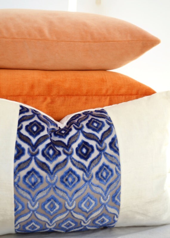 Blue Velvet Pillow CoverWhite Velvet Pillow CoverGeometric