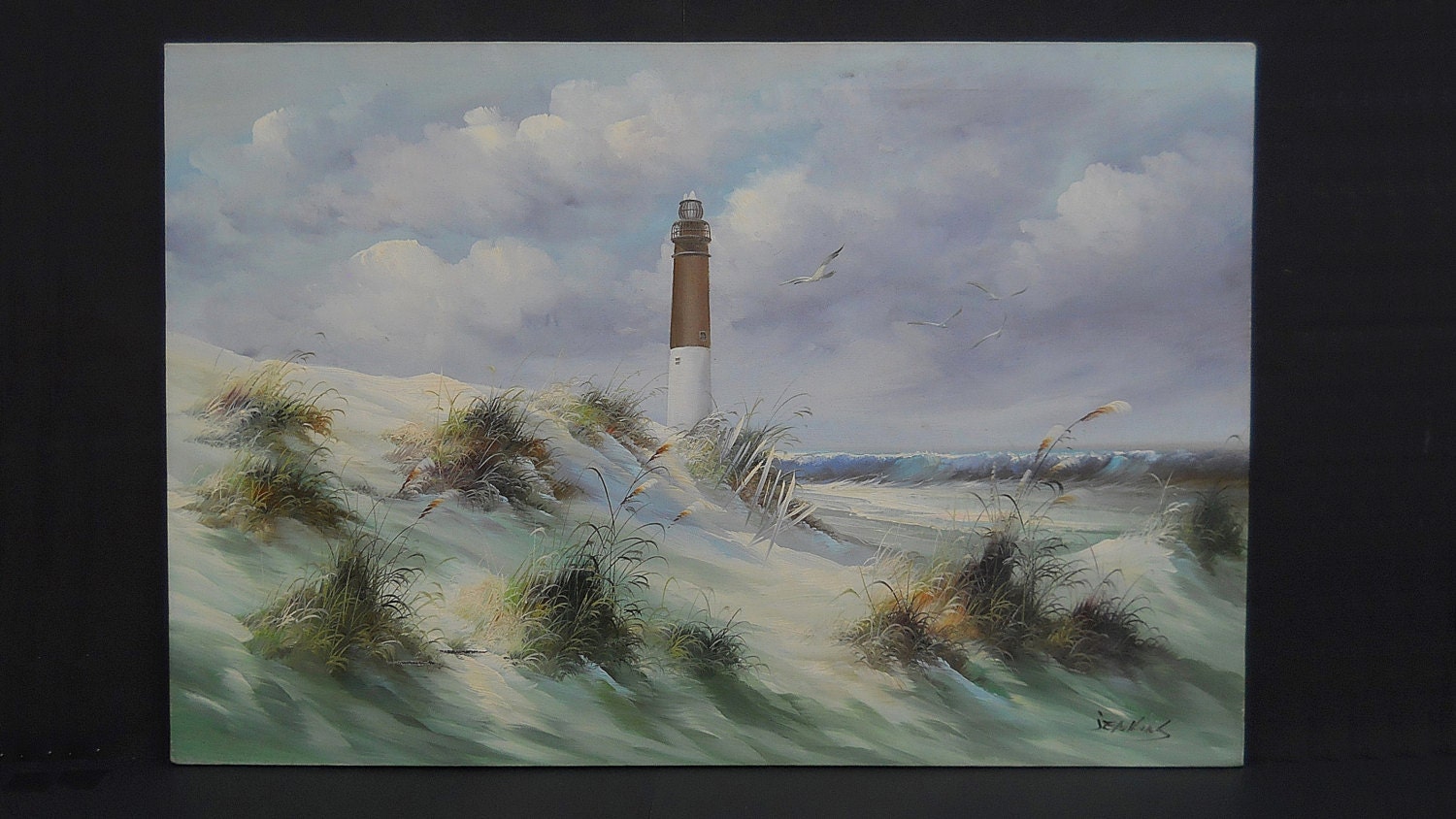 Gary Jenkins Original Oil Painting Lighthouse Scene