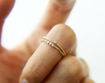 14K Gold Knuckle Ring with Small Diamond