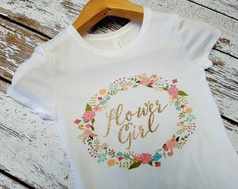 Glitter Flower girl / Flower Girl Gift / Wedding T-shirt Photo Prop