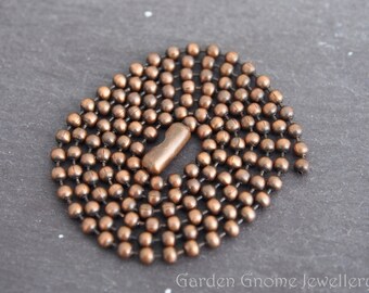 2mm Antiqued Copper Ball Chain - 16/18/20/22/24/30/36 Inches - Finished Chains - Solid Copper Chain - Oxidised Copper
