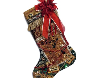 Ballroom dancer Christmas stocking, a custom handmade one-of-a-kind holiday decoration
