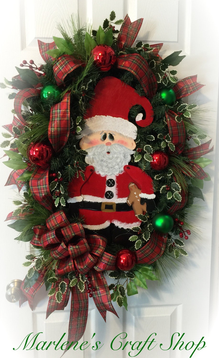 LARGE Santa Claus Wreath Santa WreathChristmas Wreath large