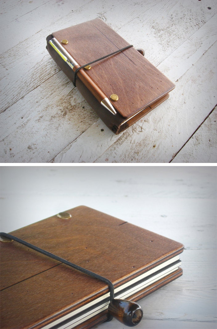 Midori wooden pocket journal 17.5x10 cm Distressed wood