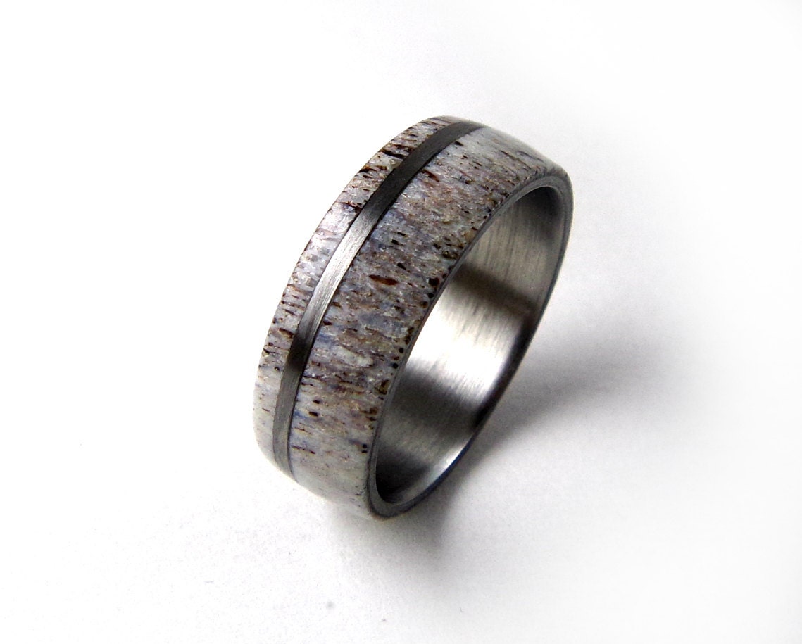 mens whitetail antler wedding ring