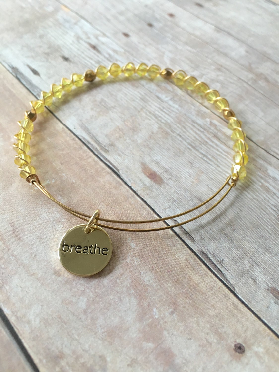 Yellow Crystal Wire Bracelet Yellow Crystal by JulemiJewelry