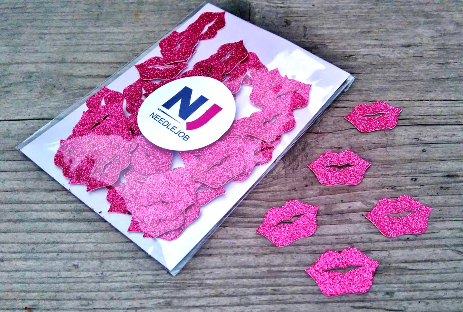 Lips confetti 50 pcs Paper lips Glitter lips kisses 1 inch