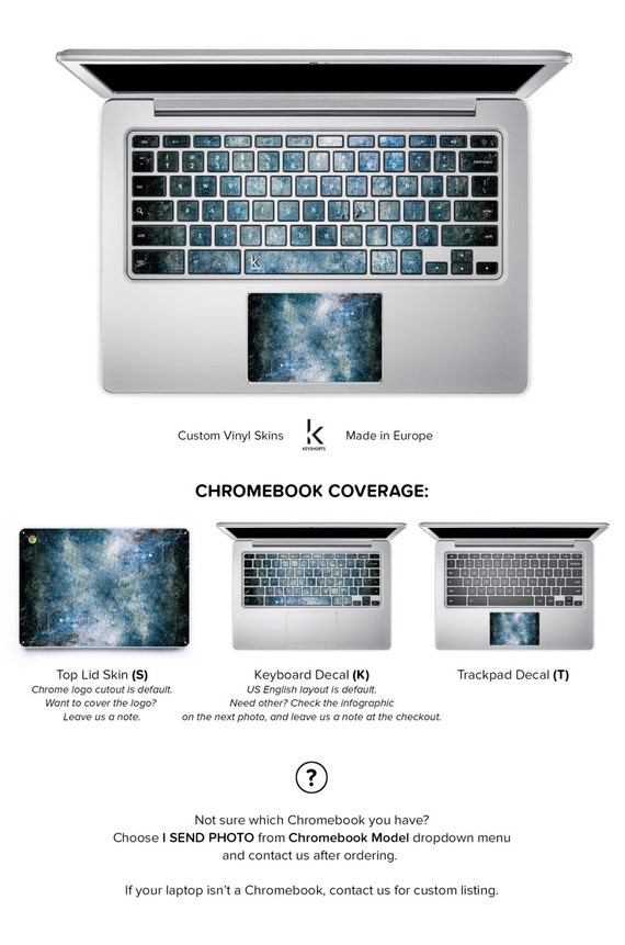 Chromebook Skin Chromebook Decal Chromebook Cover by Keyshorts