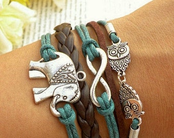 Elephant Bracelet, Charm Bracelet, Charm Bangle, Infinity Bracelet, Charm Braclet, Gift For Women, Girlfriend CH-159