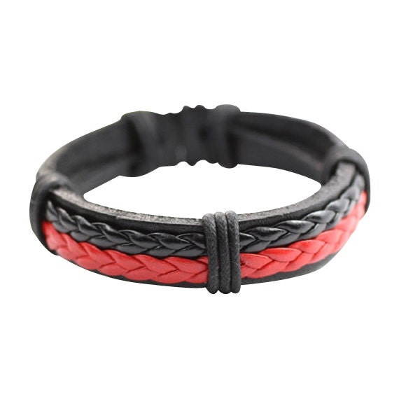 Red and Black Leather Braided Bracelet For Men and Women