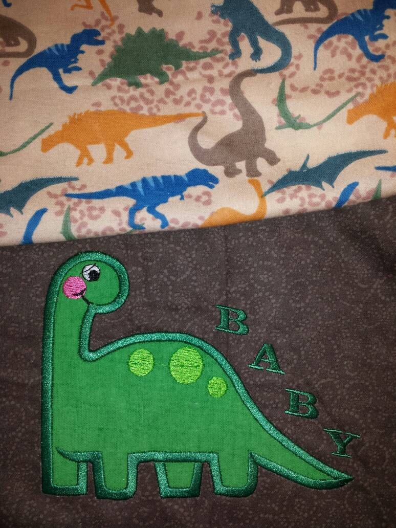 Boy baby blanket dinosaur Dino themed embroidery Applique