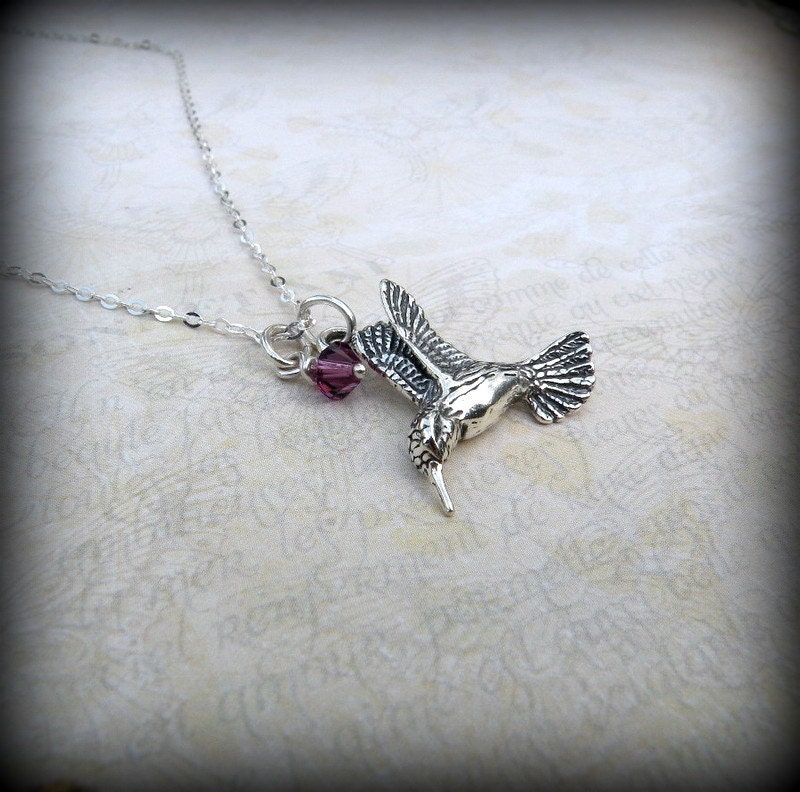Hummingbird Necklace Sterling Silver Bird By Always4evercreations 8747