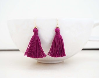 Dark Purple Tassel Earrings