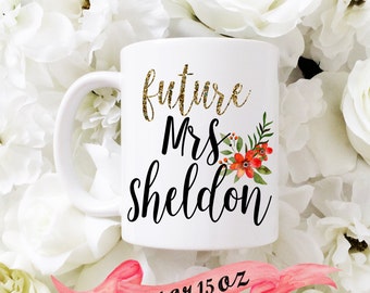 FUTURE MRS Mug / Custom Last Name Fall colors Cute Gift for Engagement or Bridal Shower Favor Bride Wife Personalized 11 oz or 15 oz