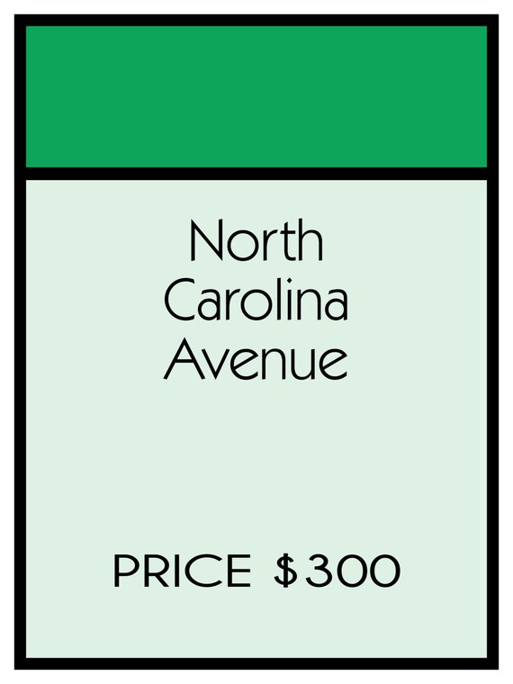 how much does north carolina cost in the original monopoly board game