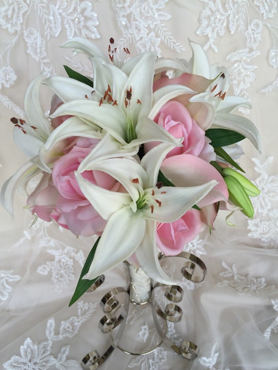 True Touch Bridal Bouquet Lily and Rose by MerryMeBouquets