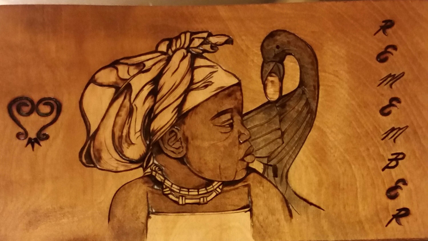 Sankofa Bird Remember Go Back And Get It Pyrography Plaque 