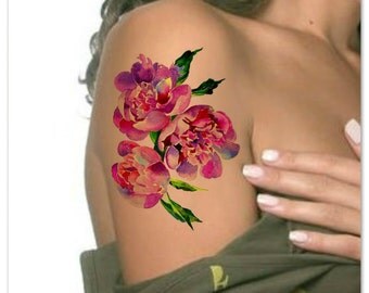 large flower tattoo etsy large flower tattoo etsy