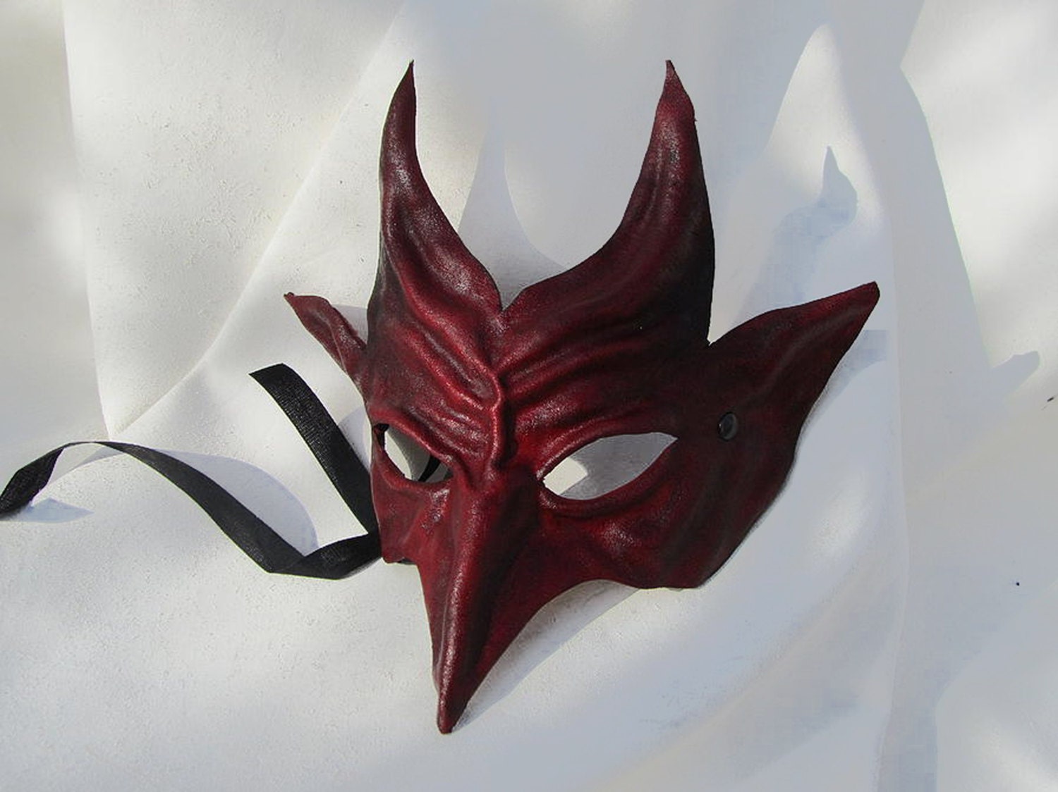 Demon mask devil red leather horn costume larp renaissance