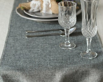 14 inch Grey Burlap Table Runner-Length Available for 48" 60" 72" 84" 96" 108" 120" 132" 156"-Rustic Wedding Party Decor FUB034CM-GRE