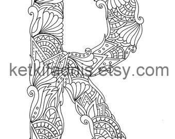 Coloring page letter | Etsy