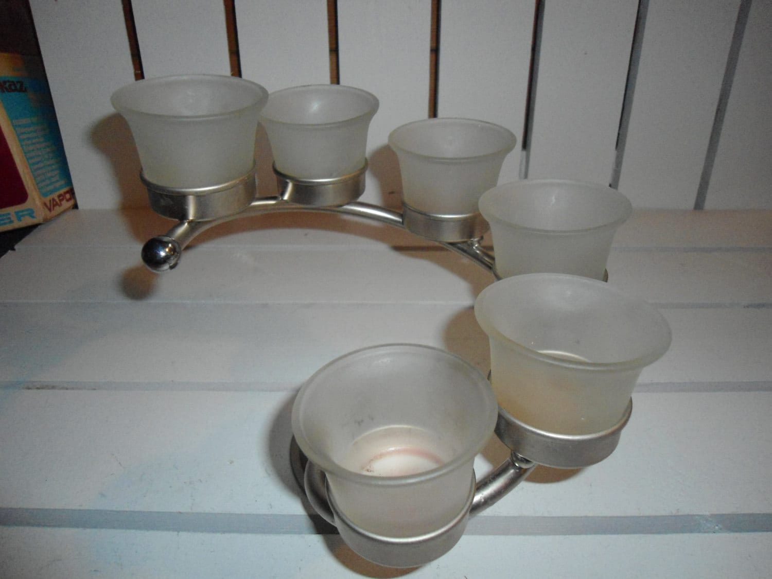 Vintage Frosted Glass Spiral Multi Votive Candle Holder