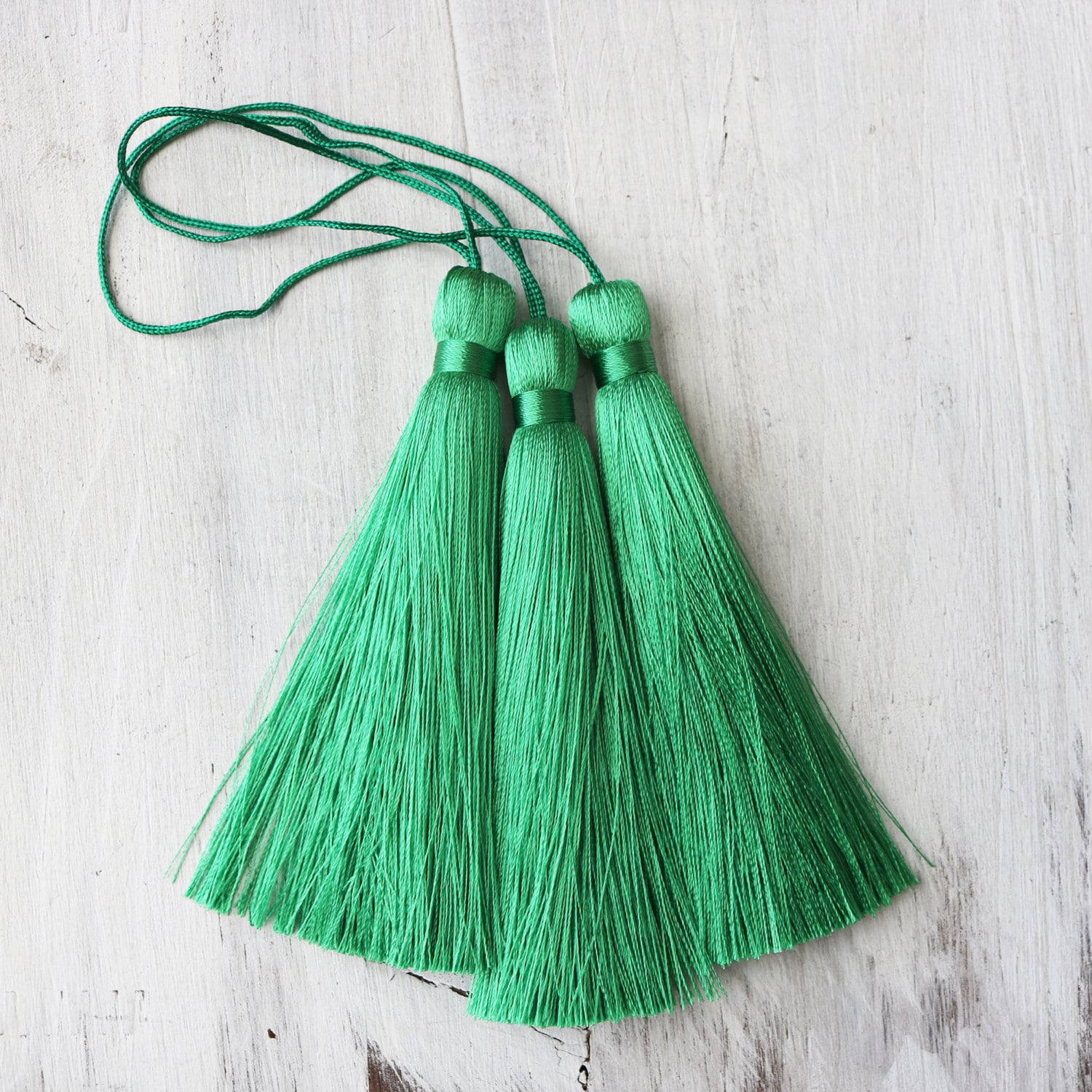 green tassels forest green tassels luxe silk tassels long