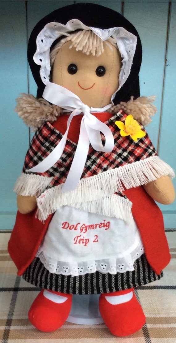 Welsh Lady Rag Doll Type 2 with PERSONALISED apron