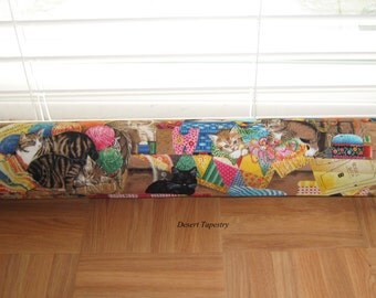 Door Draft Stopper Cat Light Weight Cotton Fabric Only Short Long 20"- 42” X 3.5" Length Colorful Draft Blocker Draft Snake Draft Excluder