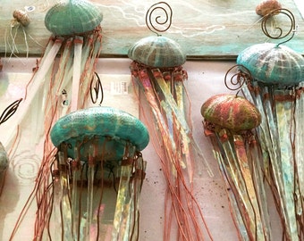 jellyfish light, jellyfish lamp, accent lamp, beachy light, accent light, jellyfish nightlight, wedding gift, jellyfish sculpture,shell