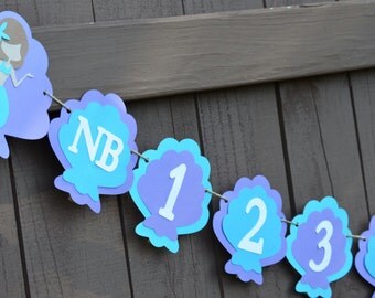 Mermaid Birthday Banner 1st Year Photo Banner 12 Months Picture Banner Under the Sea Baby Shower Under the Sea Party Decorations Party