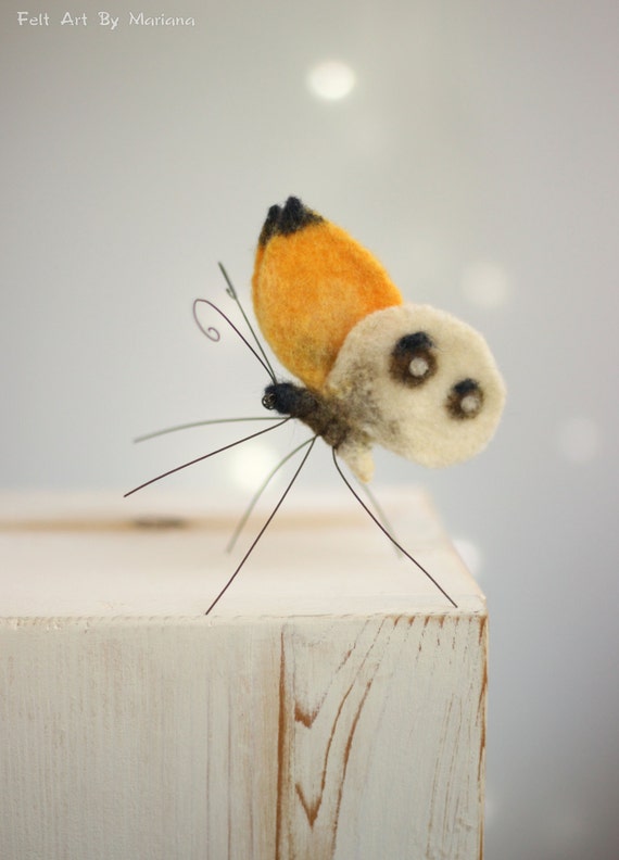 Needle Felted Butterfly Needle Felt Yellow Butterfly