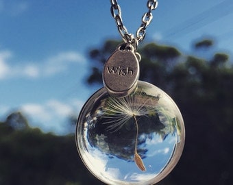 FREE SHIPPING - Dandelion WISH Seed Necklace Keyring - Dandelion Seed Necklace - Unique Gift for Women Gift Mom Daughter Sister sentimental