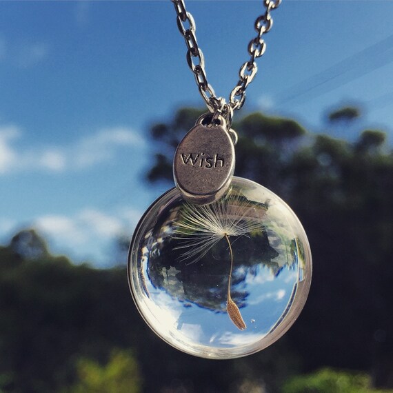FREE SHIPPING - Dandelion WISH Seed Necklace Keyring - Dandelion Seed Necklace - Unique Gift for Women Gift Mom Daughter Sister sentimental