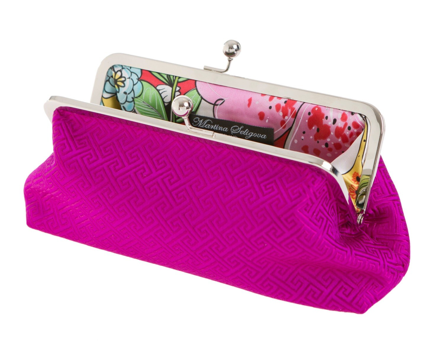 Handmade Silk Clutch Bag Made In Ireland Pink Silk Brocade Handmade Silk Clutch Bag Made In Ireland Pink Silk Brocade