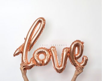Rose Gold Script Love Balloon, Cursive Love Balloon, Rose Gold Love Balloon Banner, Engagement Balloon, Wedding Balloon, Wedding Love Sign